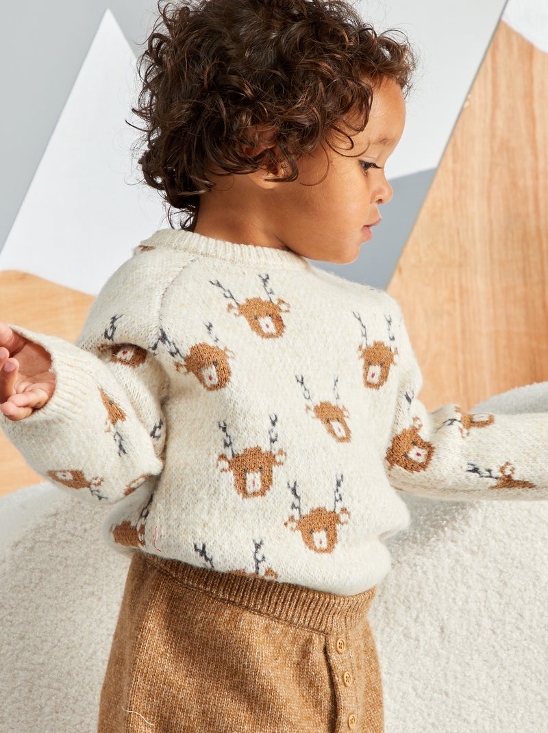 Pull de Noël avec motif fantaisie Beige - Kiabi