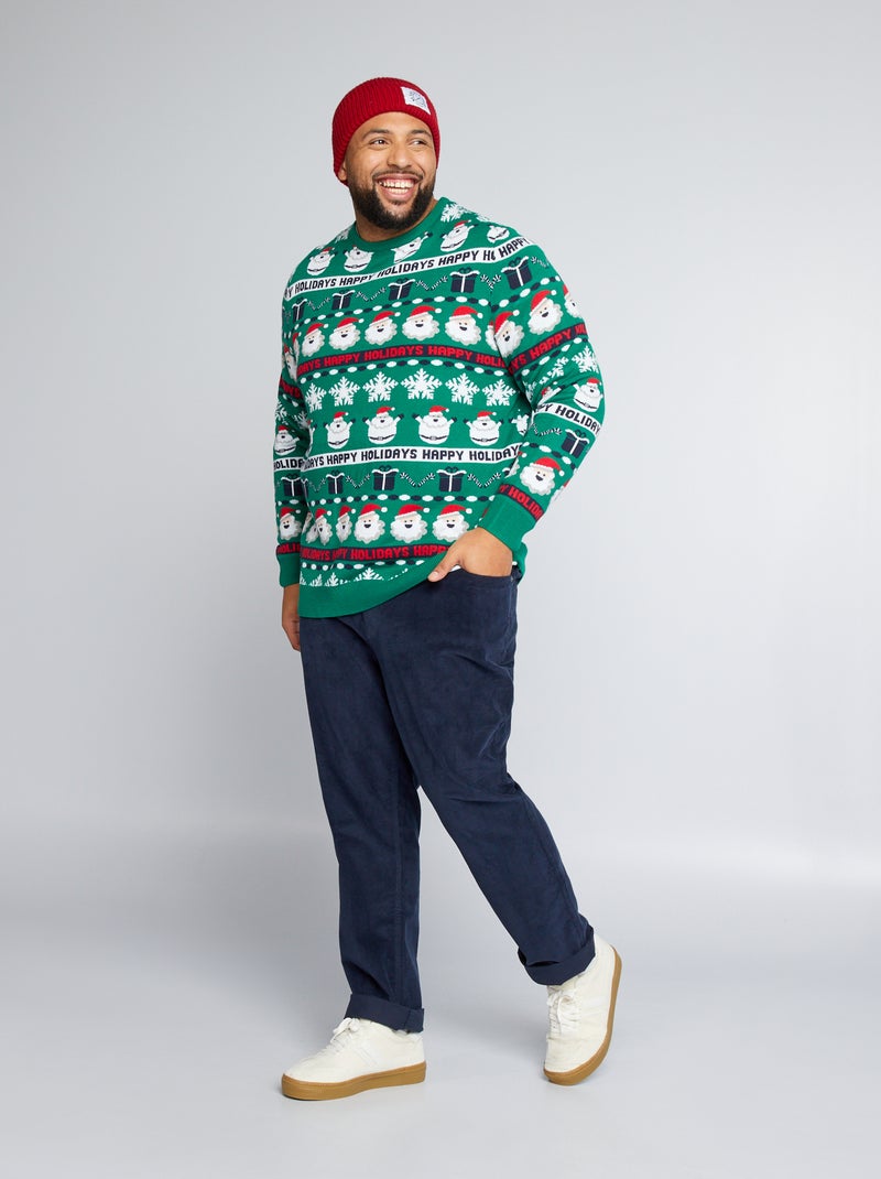 Pull de Noël avec père Noël et cadeaux Vert - Kiabi