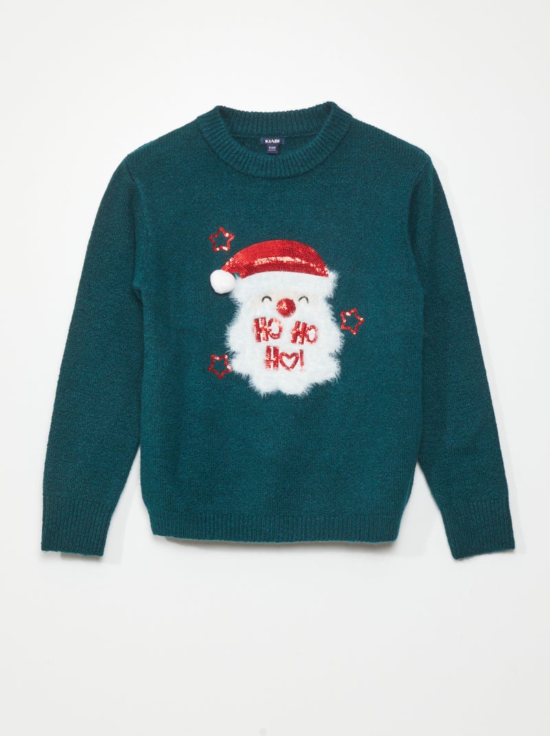 Pull de Noël avec père Noël Vert - Kiabi
