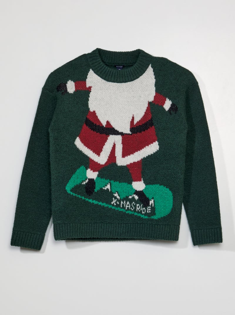 Pull de Noël avec père Noël Vert - Kiabi