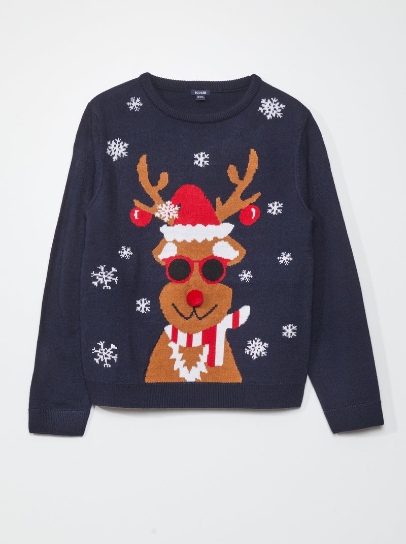 Pull de Noël avec pompon Bleu - Kiabi