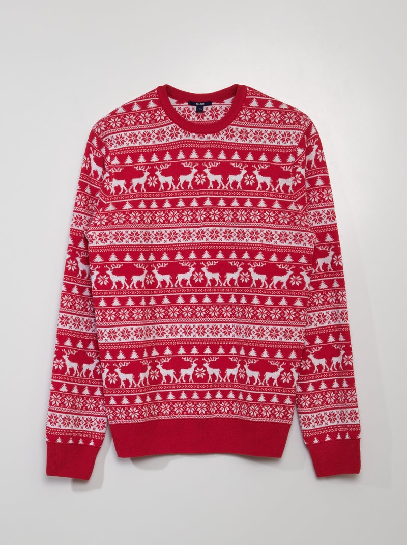 Pull de Noël avec sapins et flocons Rouge - Kiabi