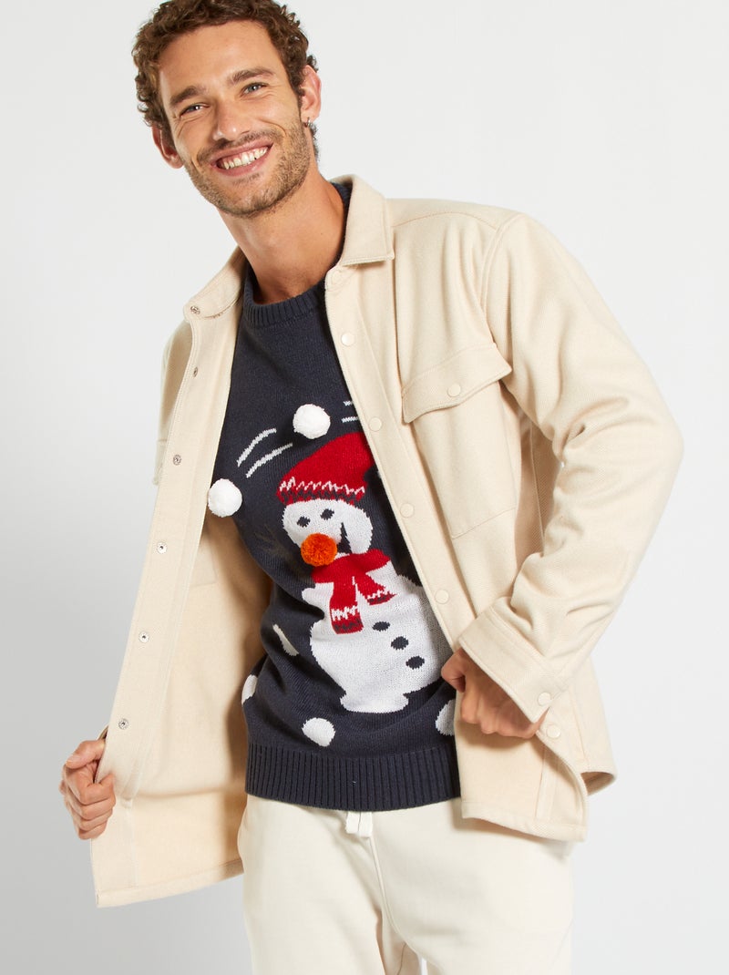 Pull de Noël bleu marine - Kiabi