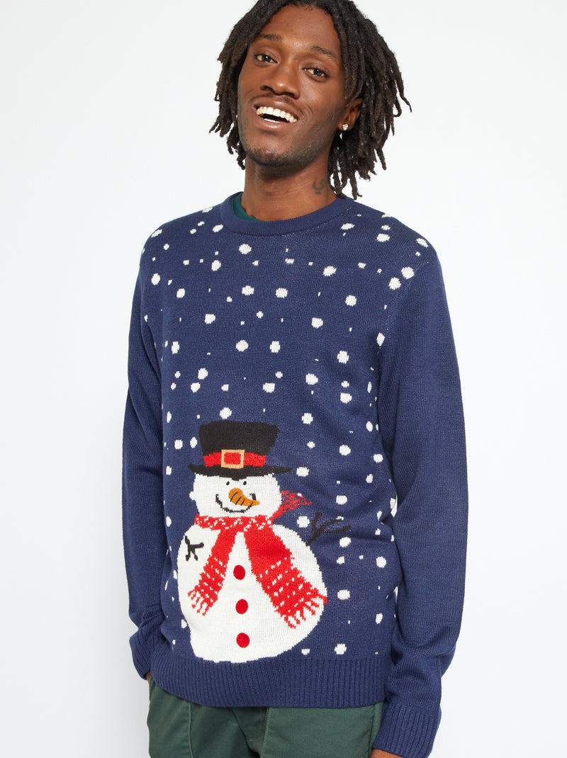 Pull de Noël Bleu marine - Kiabi