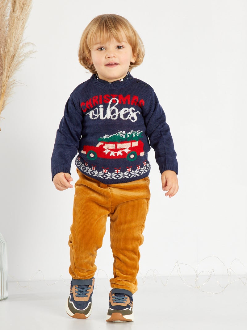 Pull de noël Bleu marine - Kiabi