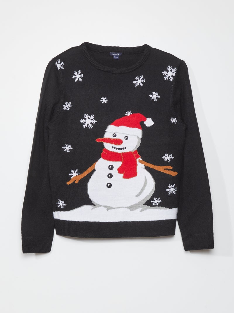 Pull de Noël 'bonhomme de neige' Bleu - Kiabi
