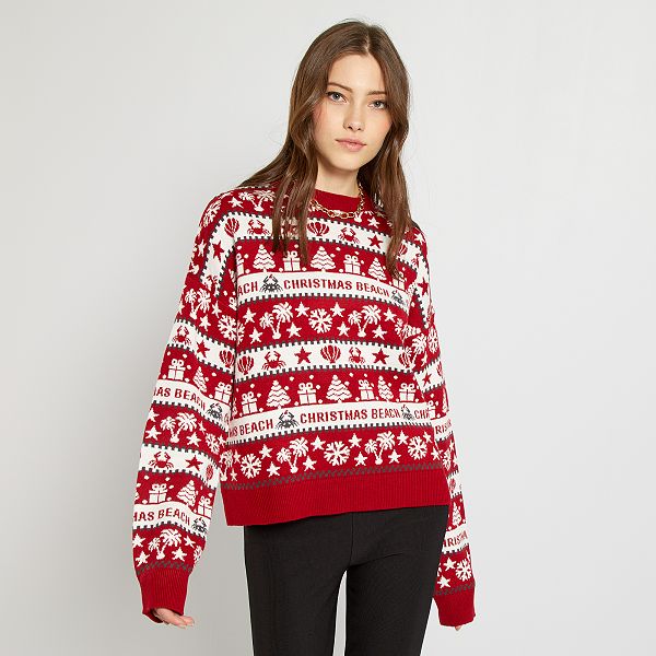 Pull De Noel Christmas Beach Fille Adolescente Rouge Kiabi 10 00