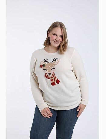 Pull de Noël dessin biche