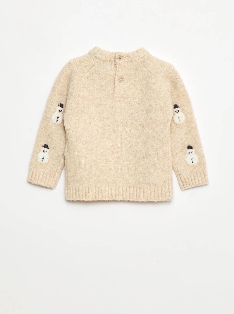 Pull de Noël doux animé fantaisie Beige - Kiabi