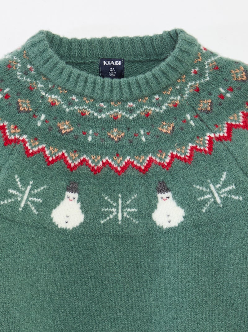 Pull de Noël doux animé fantaisie Vert - Kiabi