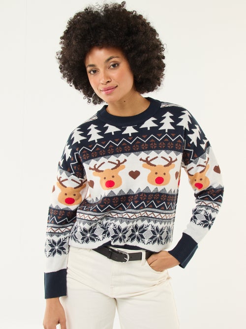 Pull de Noël en jacquard 'renne' - Kiabi