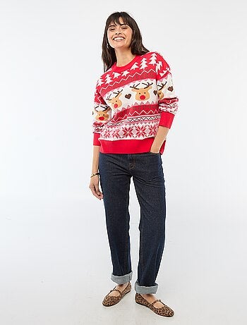 Pull de Noël en jacquard 'renne'