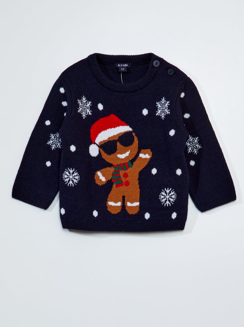 Pull de Noël en maille Bleu - Kiabi