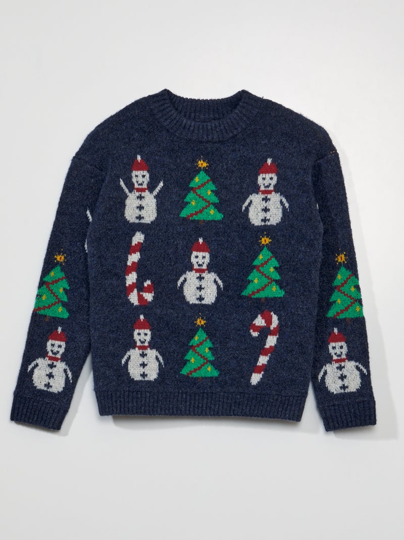 Pull de Noël en maille Bleu - Kiabi