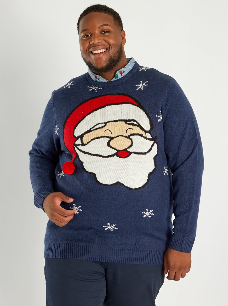 Pull de Noël en maille Bleu - Kiabi