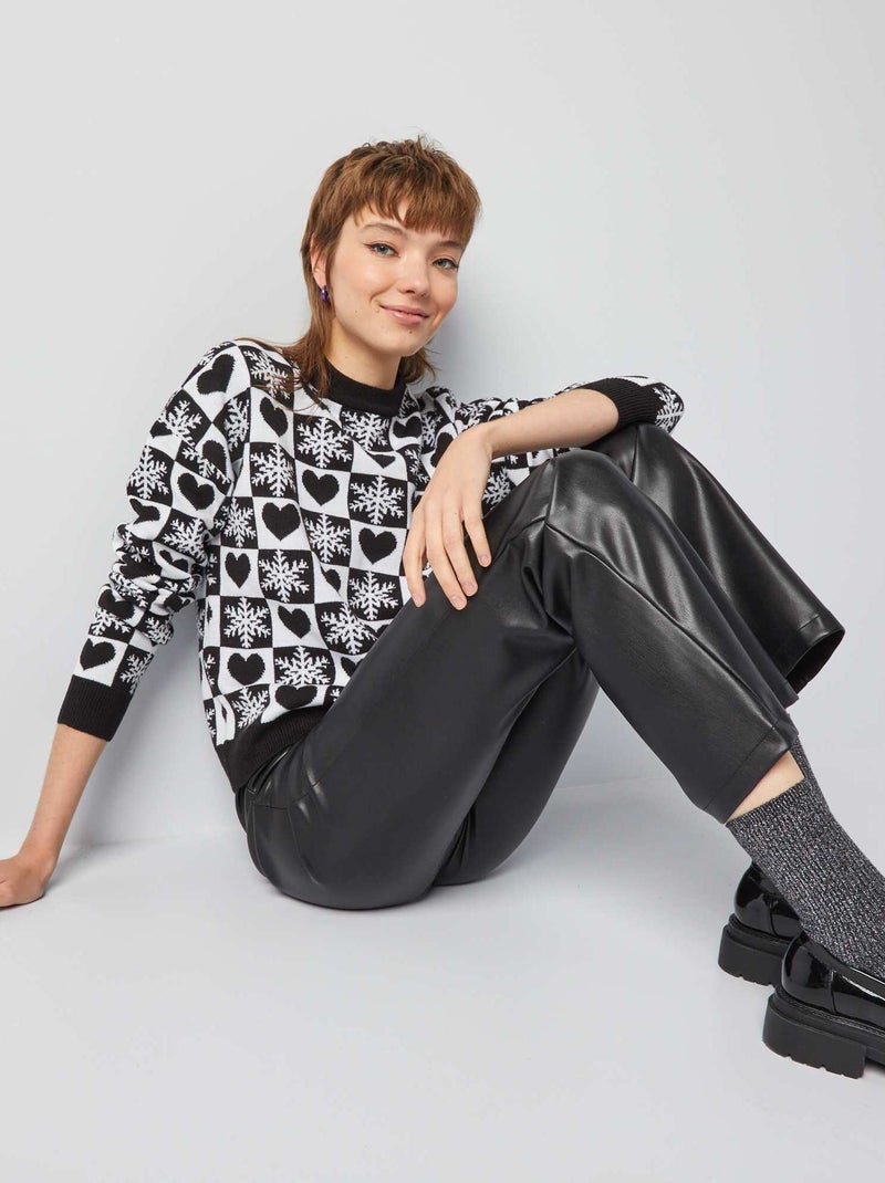 Pull de Noël en maille Noir - Kiabi