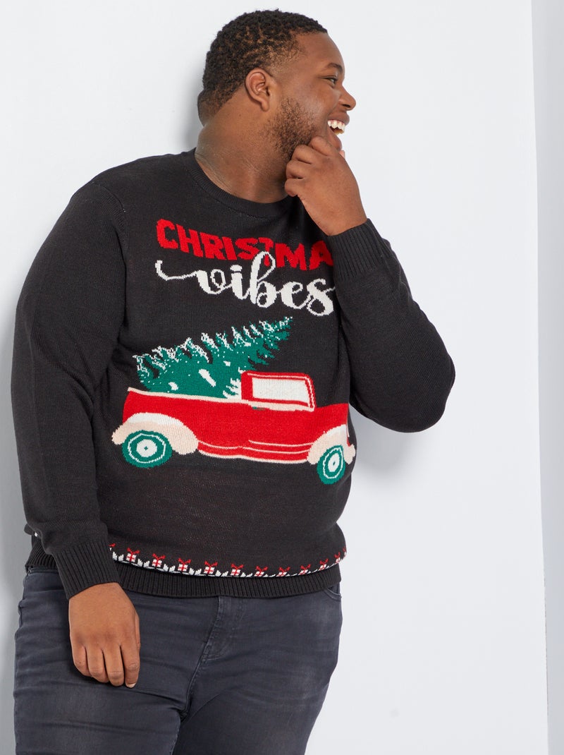 Pull de Noël en maille Noir - Kiabi