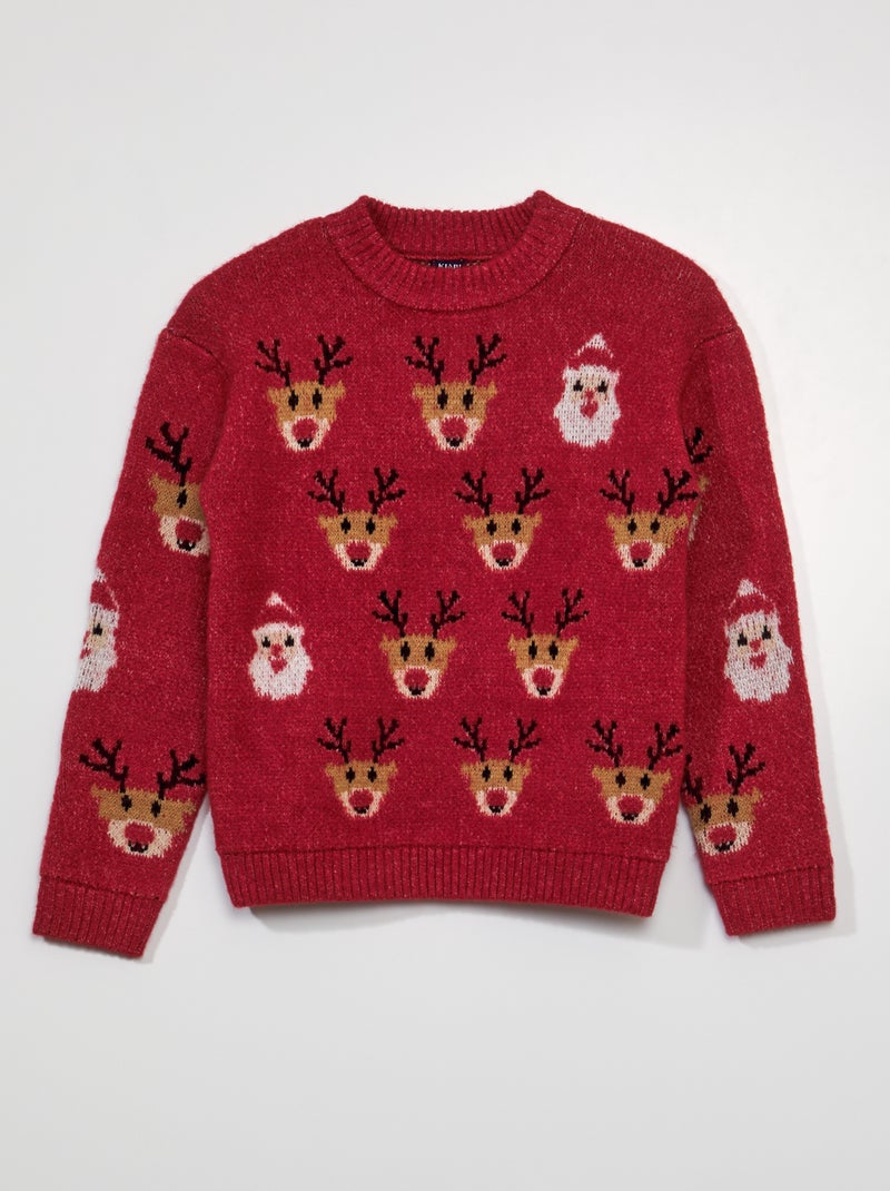 Pull de Noël en maille Rouge - Kiabi