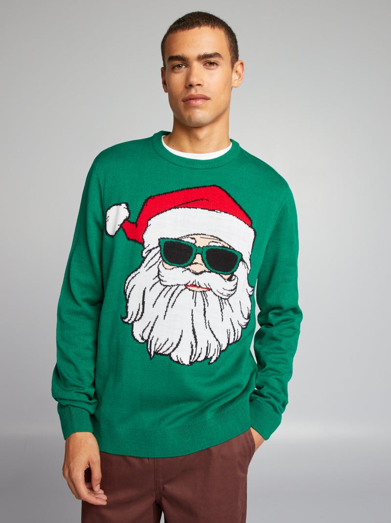Pull de Noël en maille Vert - Kiabi