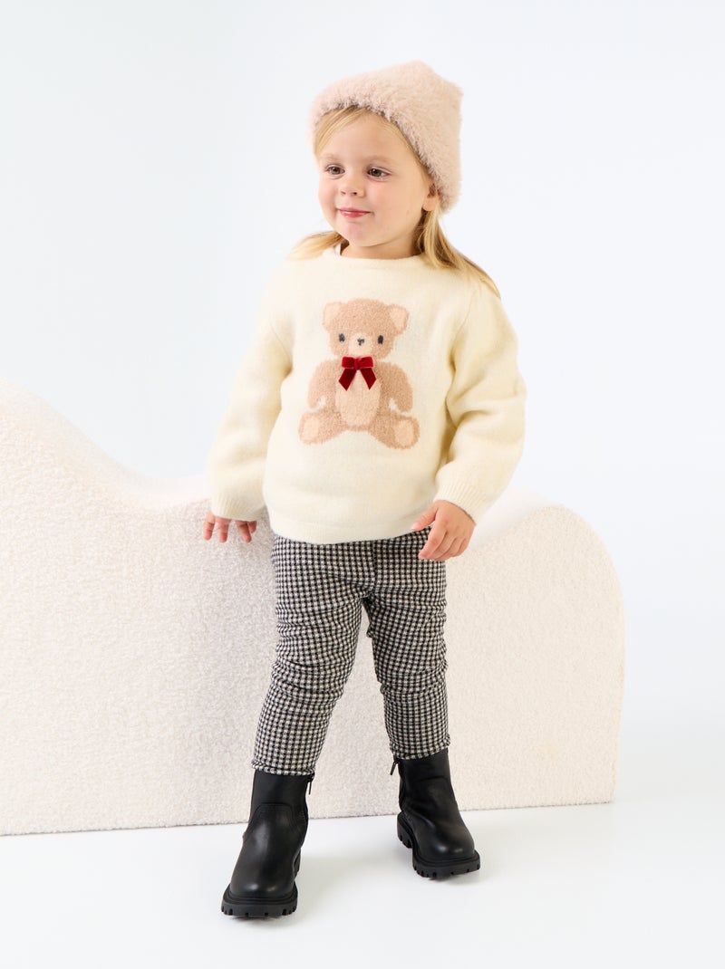 Pull de Noël fine jauge 'ourson' Blanc - Kiabi