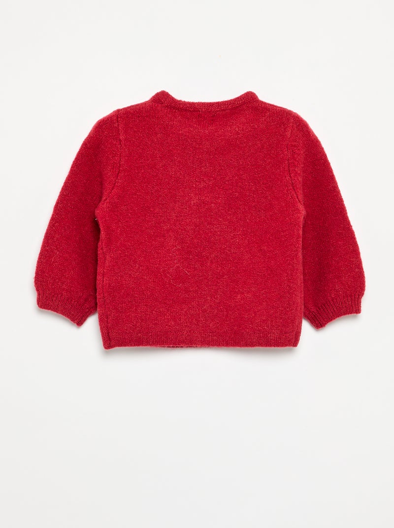Pull de Noël fine jauge 'ourson' Rouge - Kiabi