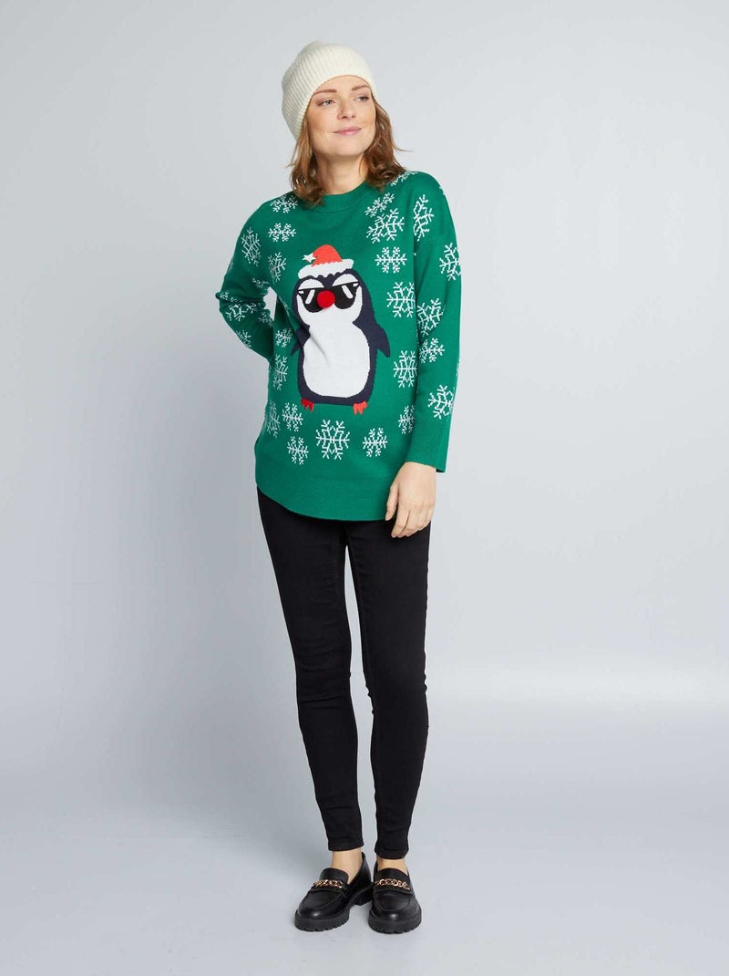 Pull de Noël grossesse 'pingouin' Vert - Kiabi