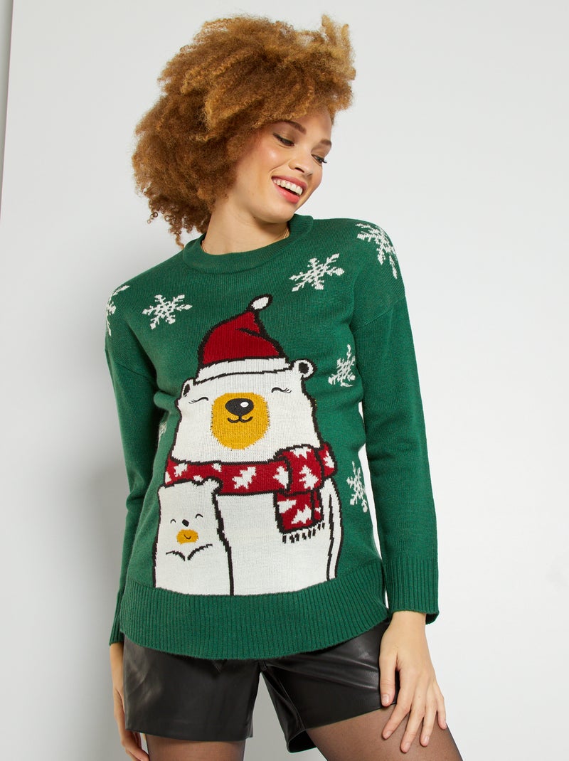 Pull de Noël grossesse vert - Kiabi