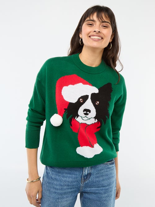 Pull de Noël imprimé chien - Kiabi