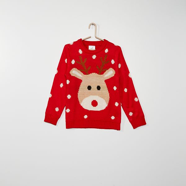 Pull De Noel Imprime Renne De Noel Fille 3 12 Ans Rouge Kiabi 14 00