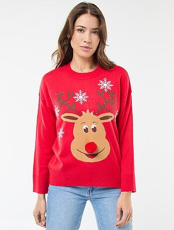 Pull de Noël imprimé 'renne'