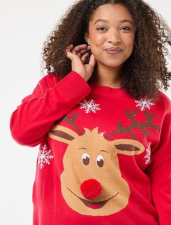 Pull de Noël imprimé 'renne'