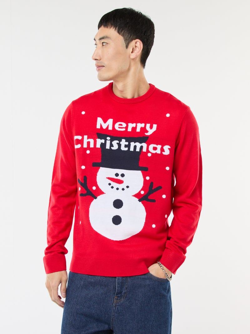 Pull de Noël imprimé Rouge - Kiabi