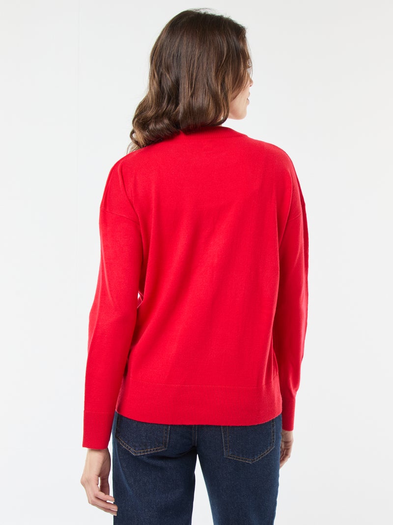 Pull de Noël imprimé sapin Rouge - Kiabi