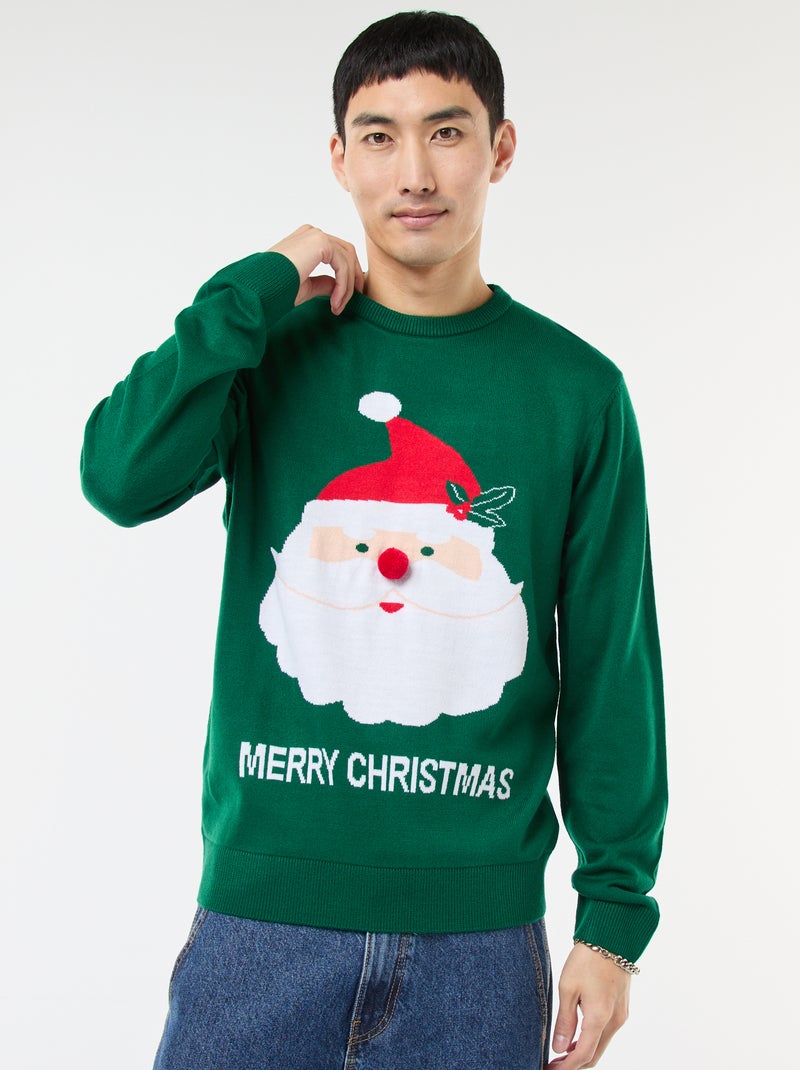 Pull de Noël imprimé Vert Homme Kiabi