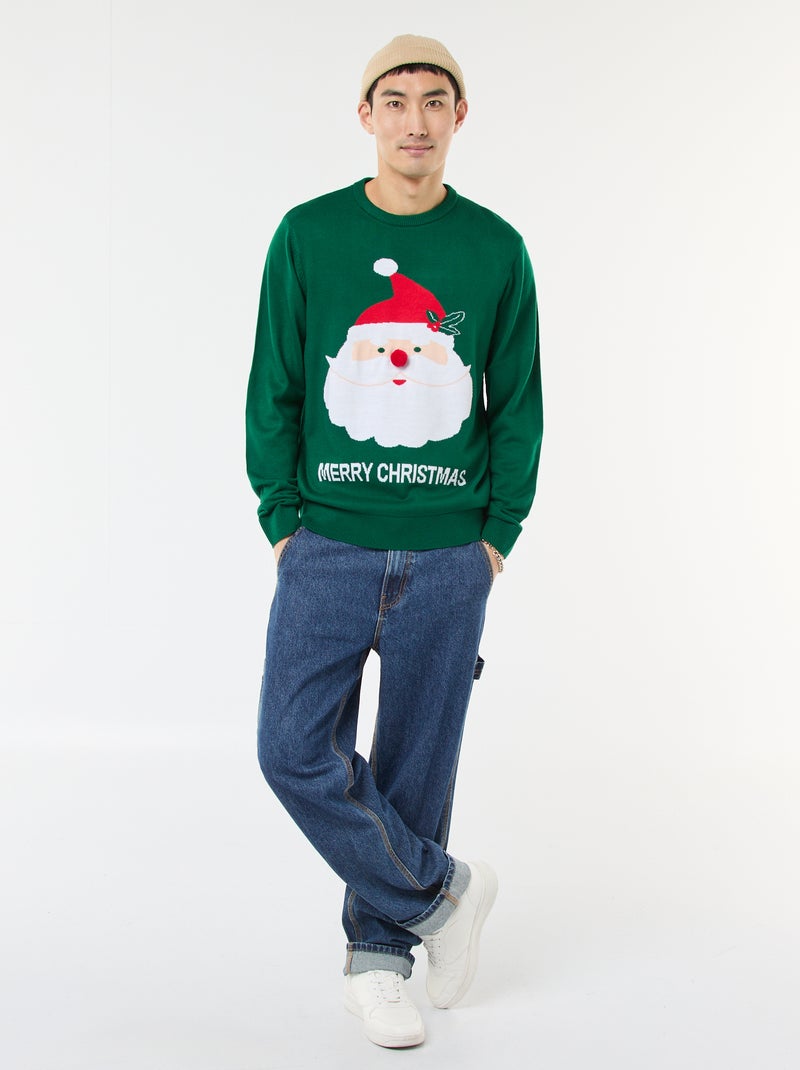 Pull de Noël imprimé Vert - Kiabi
