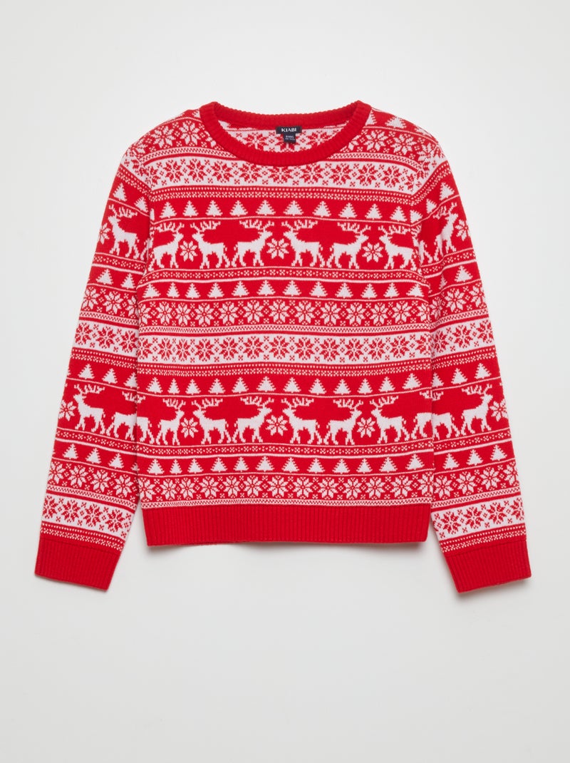 Pull de Noël jacquard Rouge - Kiabi
