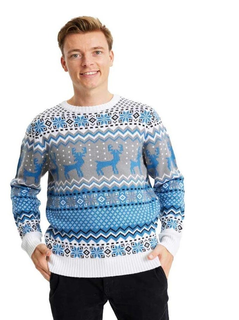 Pull de Noël 'Le Tradi" Bleu - Kiabi