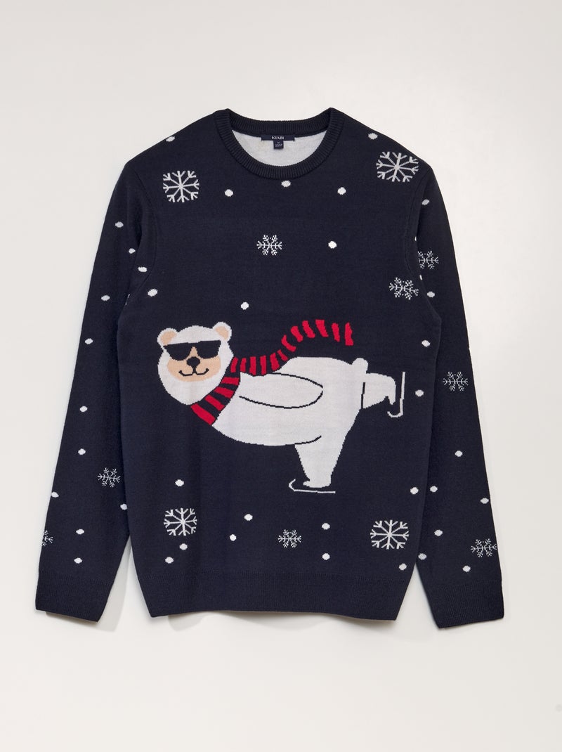 Pull de Noël maille grosse jauge Bleu marine - Kiabi
