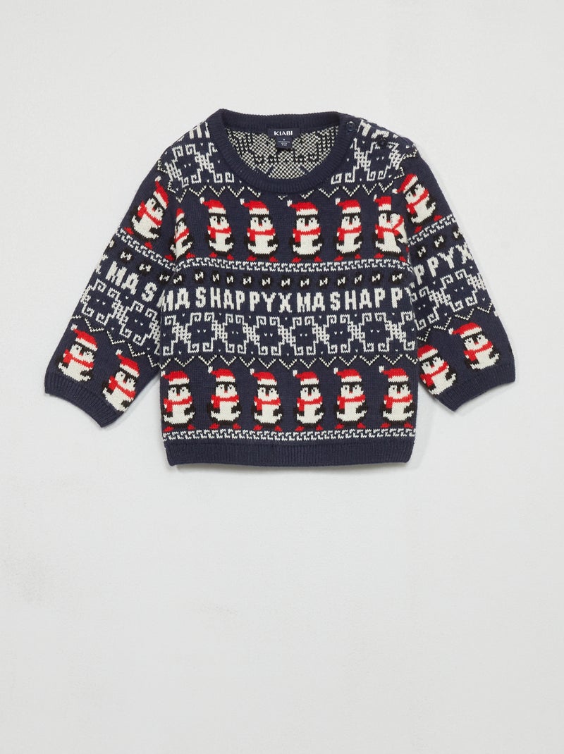 Pull de noël Noir - Kiabi