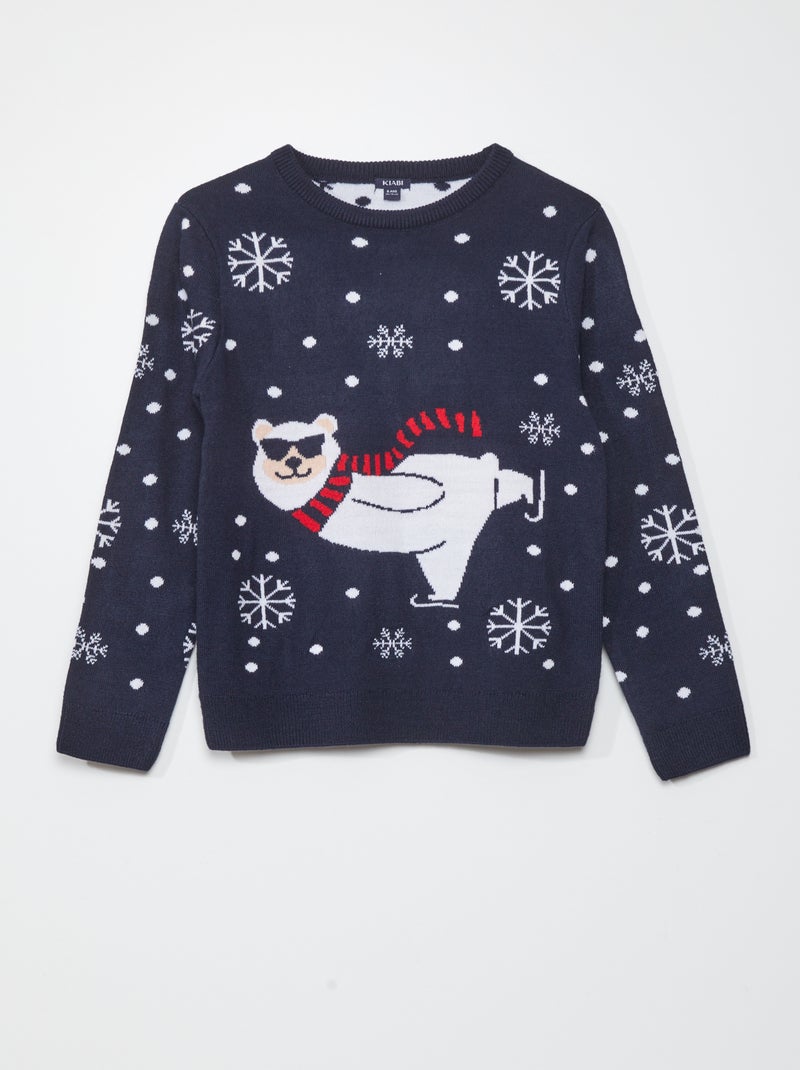 Pull de Noël 'ours' Marine - Kiabi