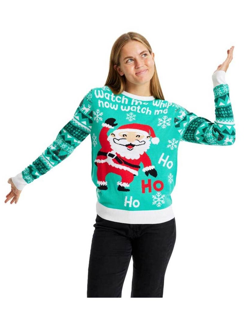 Pull de Noël "Père Noël en forme" Bleu - Kiabi