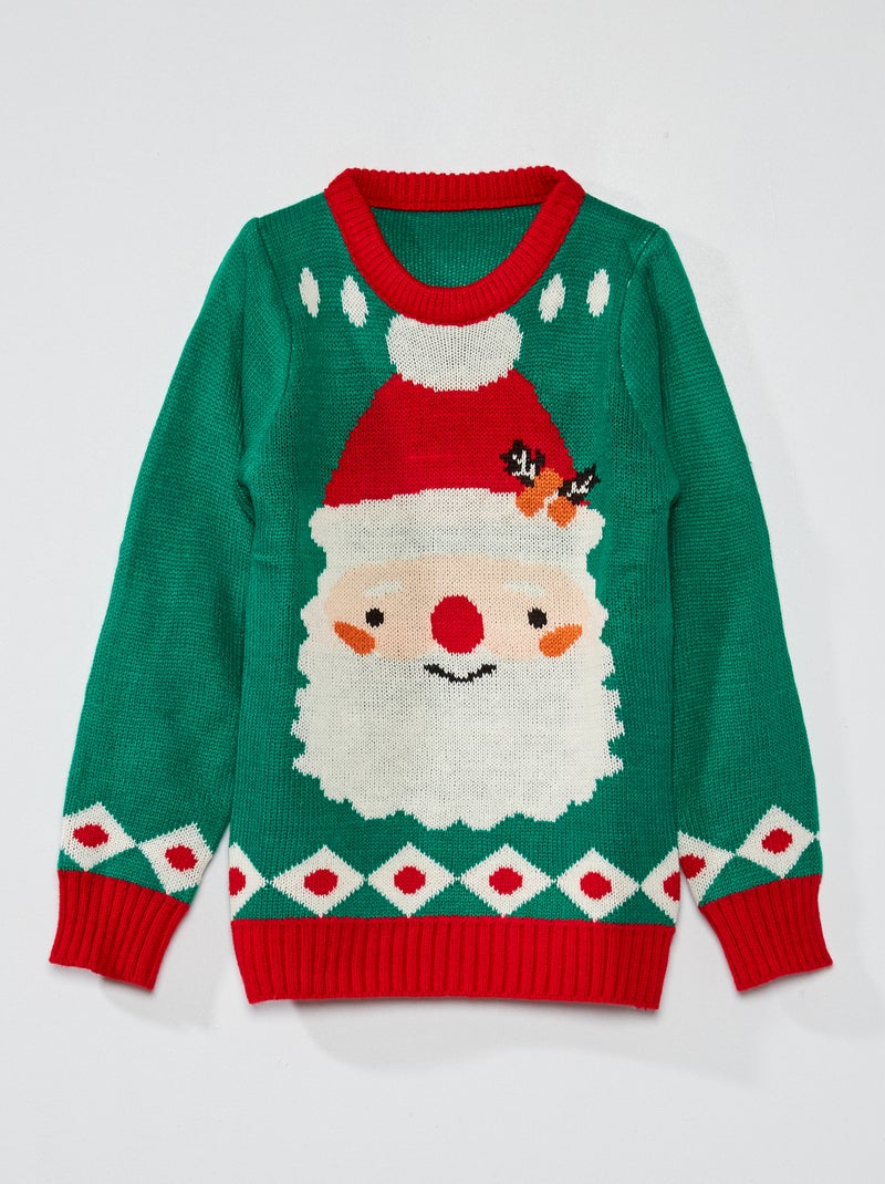 Pull de noël 'Père Noël' Vert/rouge - Kiabi