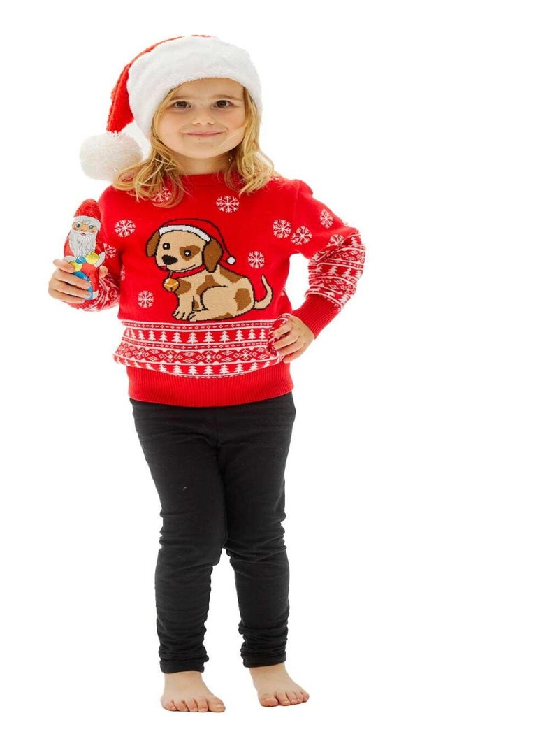 Pull de Noël "Petit toutou" - Enfant- Taille enfant Rouge - Kiabi