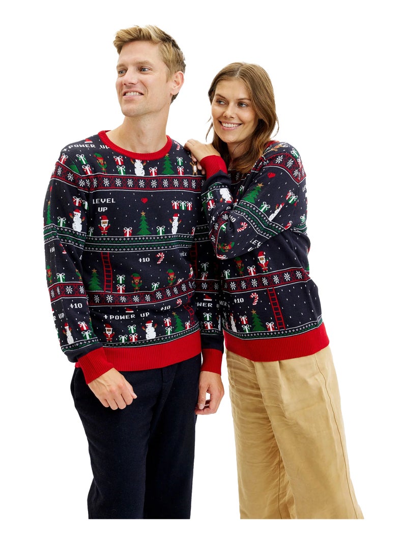 Pull de Noël "Retro gaming" Bleu Bleu - Kiabi