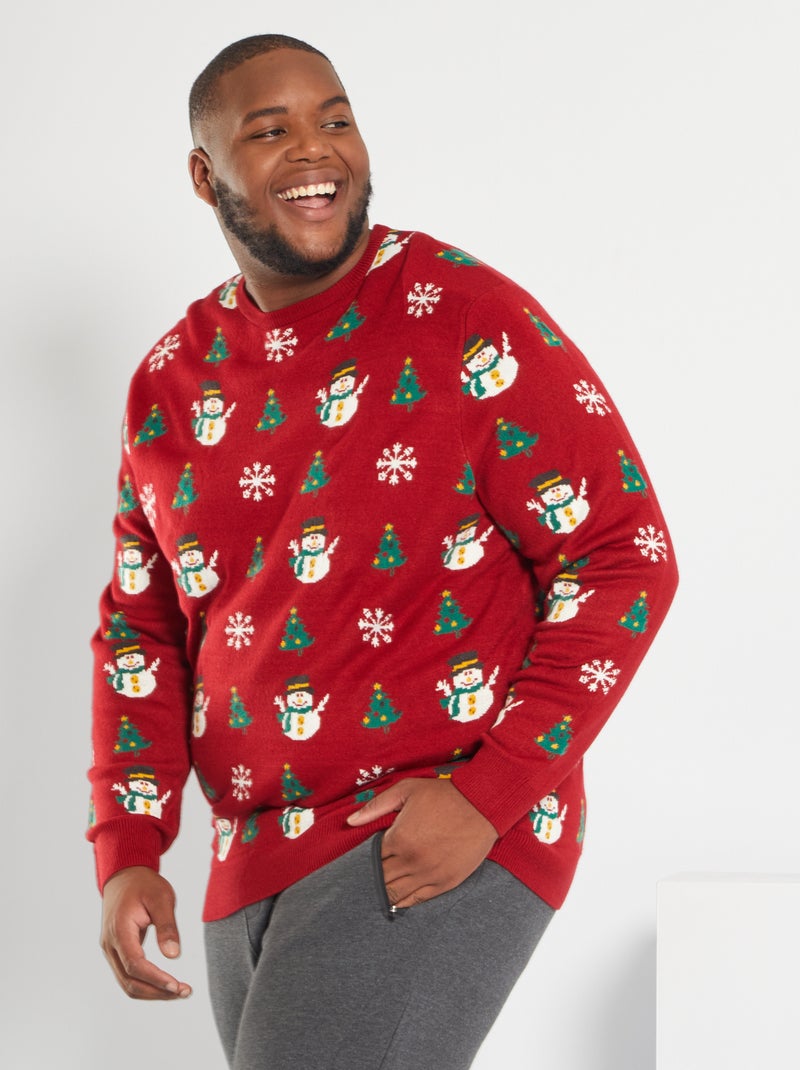 Pull de Noël rouge/vert/blanc - Kiabi