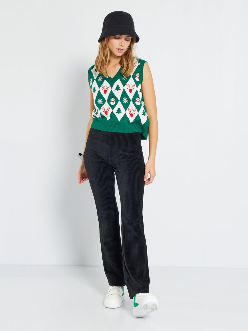 Pull de Noël sans manches Vert - Kiabi