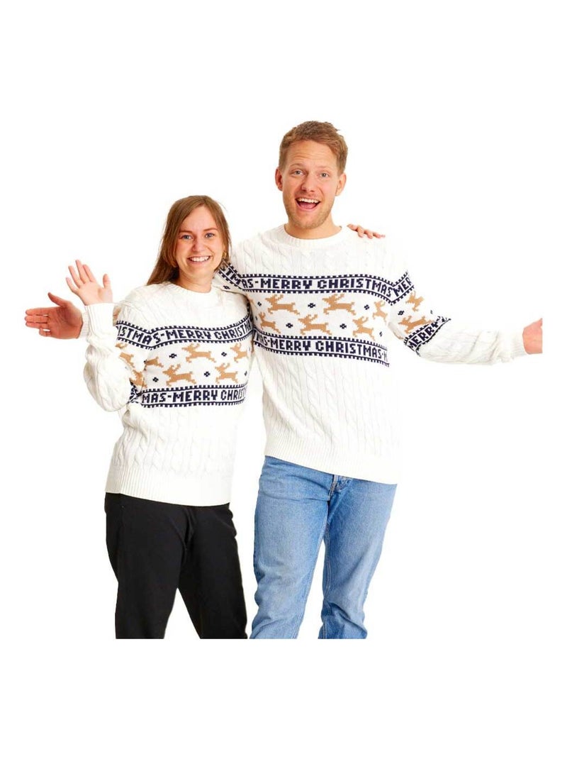 Pull de Noël "Soirée blanche" - 100% coton BIO Blanc - Kiabi