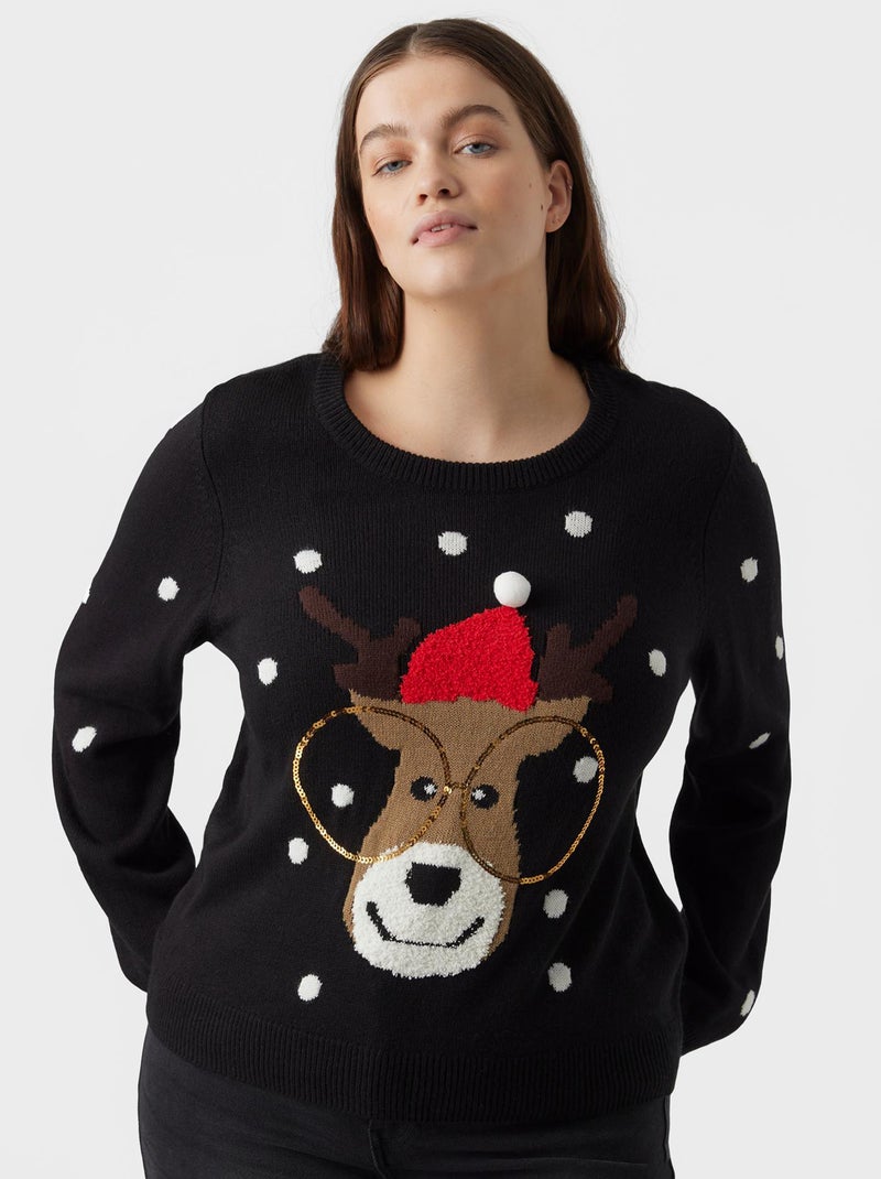 Pull de Noël 'Vero Moda Curve' noir - Kiabi