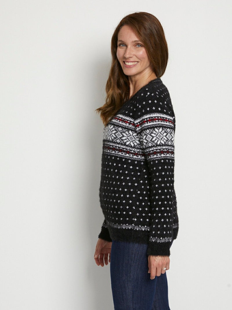 Pull de Noël version festive Noir Rouge - Kiabi