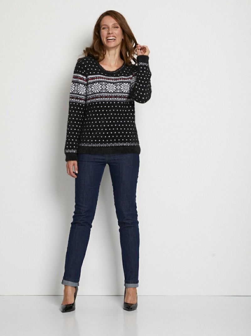 Pull de Noël version festive Noir Rouge - Kiabi